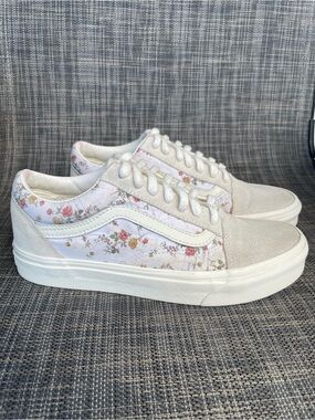 Vans Old Skool "Vintage Floral Marshmallow" Low-Top Suede Sneakers women’s 7